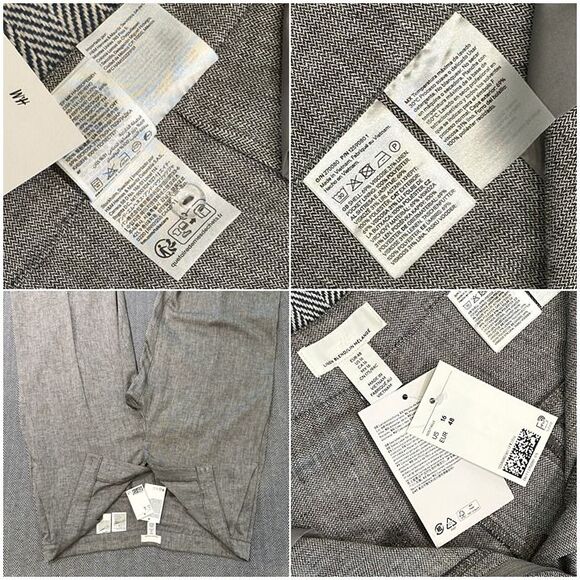 NWT H&M Gray Melange Drapey Creased High Waisted Wide Leg Trouser Dress Pants 16 - Picture 8 of 12